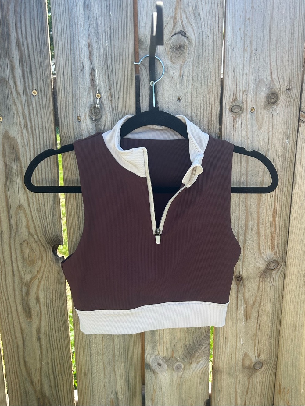 WILO the Label Cropped Quarter Zip Sleeveless Sports Top Size Large